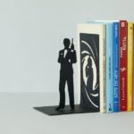 secret agent silhouette bookend featuring James Bond in black metal