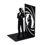 secret agent silhouette bookend featuring James Bond in black metal