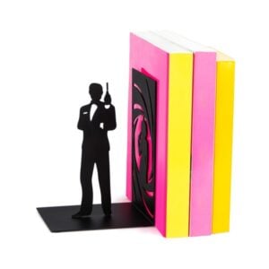 secret agent silhouette bookend featuring James Bond in black metal