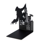 king kong silhouette bookend gorilla book stopper (black metal)