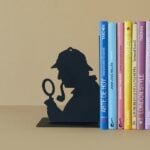 Sherlock Holmes silhouette black metal bookend