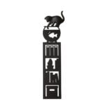 fishing cat silhouette bookmark – bookshelf & goldfish bowl (black plastic)