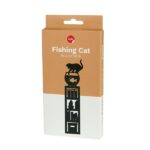 fishing cat silhouette bookmark – bookshelf & goldfish bowl (black plastic)