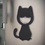 cat-shaped bottle opener – katy magnetic (black durable pvc & metal)