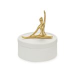 ballerina jewellery box (white & gold storage jar with dancer figurine lid)