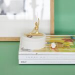 ballerina jewellery box (white & gold storage jar with dancer figurine lid)