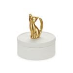 kitten jewellery box (white & gold storage jar with cat figurine lid)