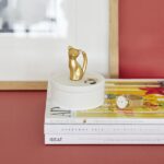 kitten jewellery box (white & gold storage jar with cat figurine lid)