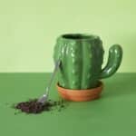 cactus shaped mug (450ml ceramic, hand-painted cactus design)
