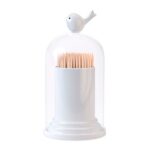 birdie toothpick holder & cotton buds dispenser (white abs plastic)