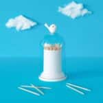 birdie toothpick holder & cotton buds dispenser (white abs plastic)