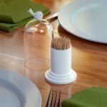 birdie toothpick holder & cotton buds dispenser (white abs plastic)