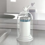 birdie toothpick holder & cotton buds dispenser (white abs plastic)