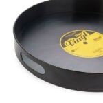 vinyl record serving tray (retro music design black with handles)