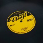 vinyl record serving tray (retro music design black with handles)