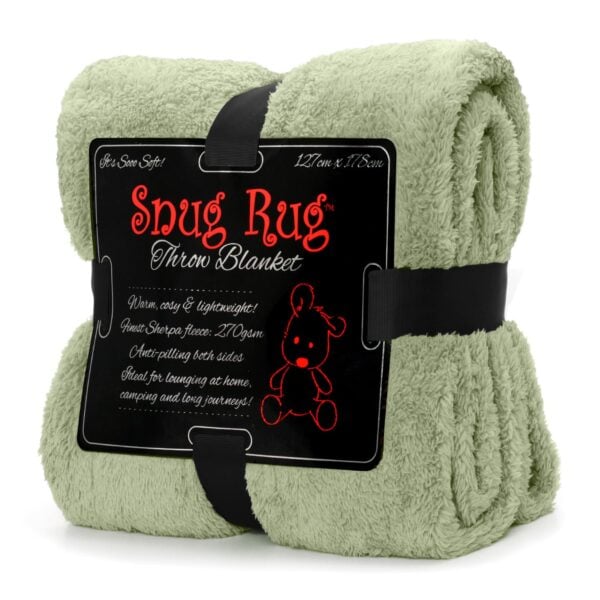 Snug-Rug Sherpa Throw Blanket Sage Green