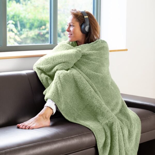 Snug-Rug Sherpa Throw Blanket Sage Green