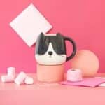 Cat Mug Ceramic Kitty-Head Cup – by Balvi (400 ml) Black/White