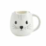 Cat Mug Ceramic Kitty-Head Drinks Cup – by Balvi (400 ml) White