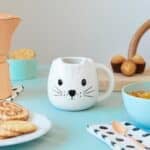Cat Mug Ceramic Kitty-Head Drinks Cup – by Balvi (400 ml) White