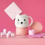 Cat Mug Ceramic Kitty-Head Drinks Cup – by Balvi (400 ml) White