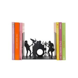 Rock Band Silhouette Bookend Black Metal Book Holder – by Balvi