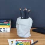 Head Cement Pen Holder Desk Tidy Organiser – by Balvi (Grey)