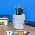 Head Cement Pen Holder Desk Tidy Organiser – by Balvi (Grey)