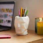 Head Cement Pen Holder Desk Tidy Organiser – by Balvi (White)