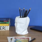 Head Cement Pen Holder Desk Tidy Organiser – by Balvi (White)