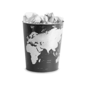 Globe Wastebasket Tin World Map Bin – by Balvi (Turquoise)