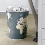 Globe Wastebasket Tin World Map Bin – by Balvi (Turquoise)