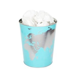 Globe Wastebasket Tin World Map Bin – by Balvi (Turquoise)