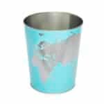 Globe Wastebasket Tin World Map Bin – by Balvi (Turquoise)