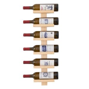 6 Bottle Vertical Wine Storage Holder Rack - Pine Wood