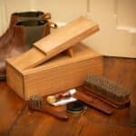 Wooden Boot/Shoe Polish Care Kit Box with Rest and Accessories