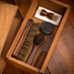 Wooden Boot/Shoe Polish Care Kit Box with Rest and Accessories