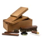 Wooden Boot/Shoe Polish Care Kit Box with Rest and Accessories