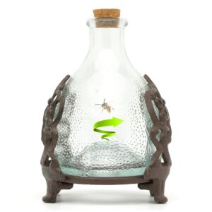 Glass Wasp Trap Catcher Bottle Patterned Iron Stand (Non-Toxic)