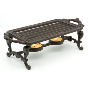 Cast Iron Plate Warmer – Rectangle Vintage Tealight Heater Stand