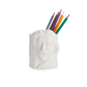 Einstein Pen Holder - White Ceramic Pot Desk Tidy Organiser