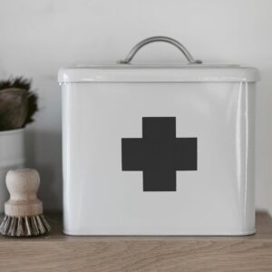 Metal First Aid Box - Medical Storage with Tray (Chalk White)