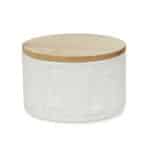 XL Salt Cellar Ceramic Container (White) with Bamboo Lid by Balvi