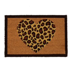 Leopard Heart Coir Doormat – Indoor/Outdoor for Your Doorstep