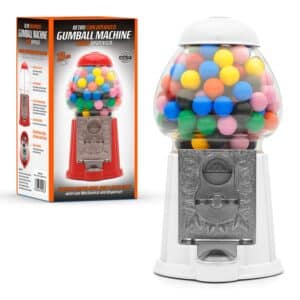 Retro Coin Operated Gumball Machine Sweet Dispenser (23cm) (White)