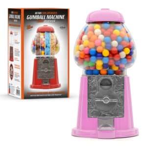 Large Retro Coin Operated Gumball Machine Sweet Dispenser (28cm) (Pink)