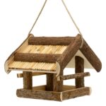 Hanging Bird Table (Medium) Wooden and Bamboo Garden Feeder