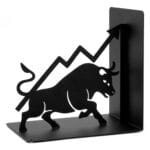 Bull and Bear Metal Bookend Set for Shelf Display (Black)