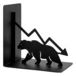 Bull and Bear Metal Bookend Set for Shelf Display (Black)