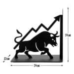 Bull and Bear Metal Bookend Set for Shelf Display (Black)